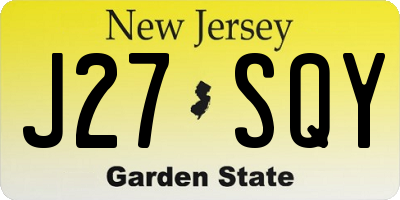 NJ license plate J27SQY
