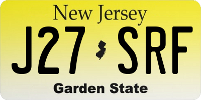 NJ license plate J27SRF
