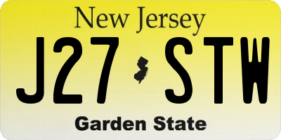 NJ license plate J27STW