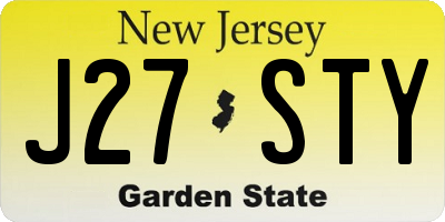 NJ license plate J27STY