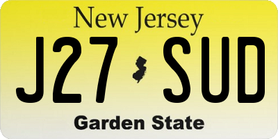 NJ license plate J27SUD