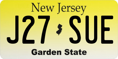 NJ license plate J27SUE