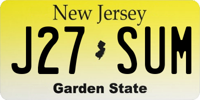 NJ license plate J27SUM