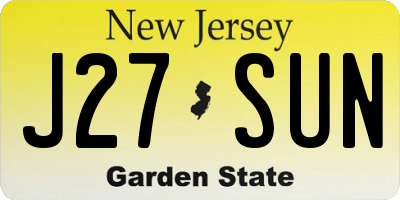 NJ license plate J27SUN