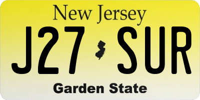 NJ license plate J27SUR