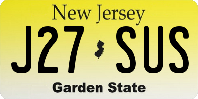 NJ license plate J27SUS