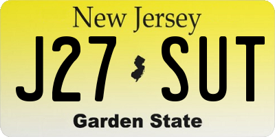 NJ license plate J27SUT