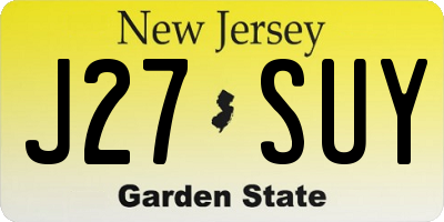 NJ license plate J27SUY