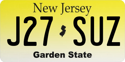 NJ license plate J27SUZ