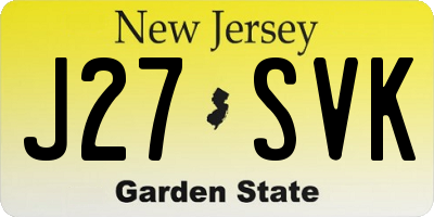 NJ license plate J27SVK