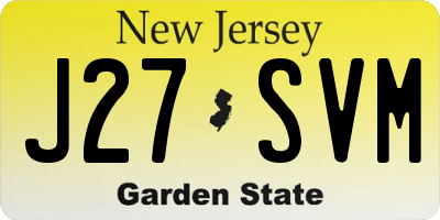 NJ license plate J27SVM