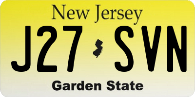 NJ license plate J27SVN