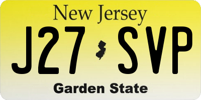 NJ license plate J27SVP