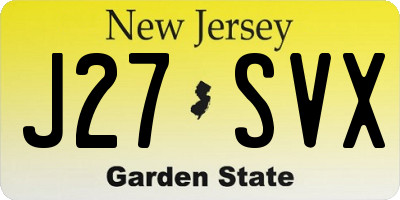NJ license plate J27SVX