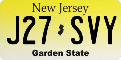 NJ license plate J27SVY