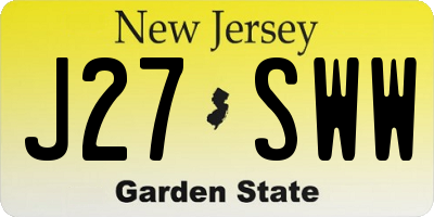 NJ license plate J27SWW