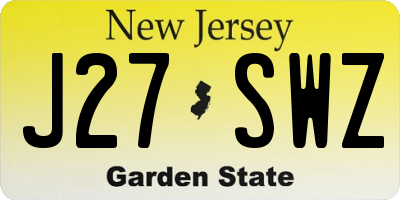 NJ license plate J27SWZ