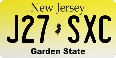 NJ license plate J27SXC