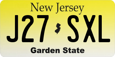 NJ license plate J27SXL