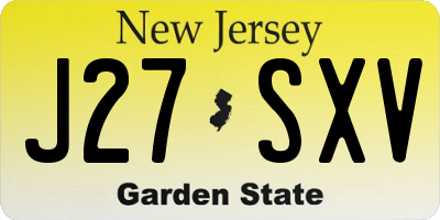 NJ license plate J27SXV