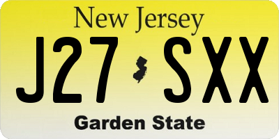 NJ license plate J27SXX