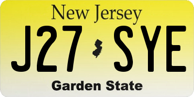 NJ license plate J27SYE