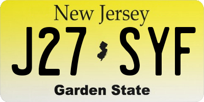 NJ license plate J27SYF