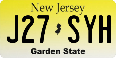 NJ license plate J27SYH