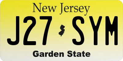NJ license plate J27SYM