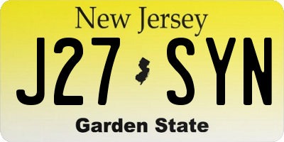 NJ license plate J27SYN