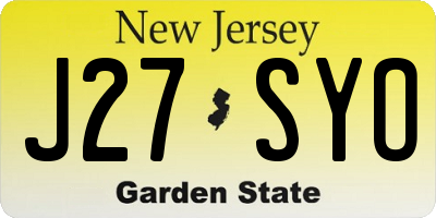 NJ license plate J27SYO