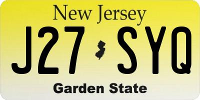 NJ license plate J27SYQ