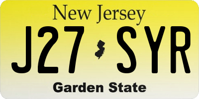 NJ license plate J27SYR
