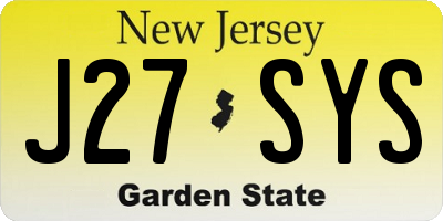 NJ license plate J27SYS