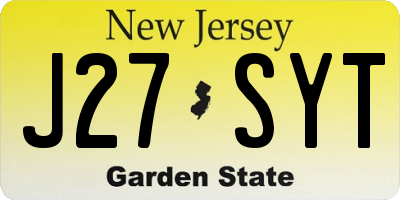 NJ license plate J27SYT