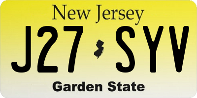 NJ license plate J27SYV
