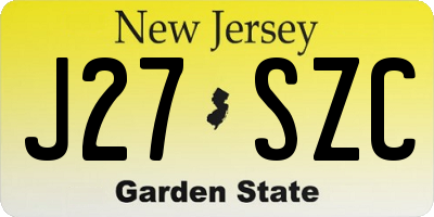 NJ license plate J27SZC