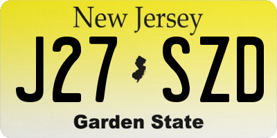 NJ license plate J27SZD