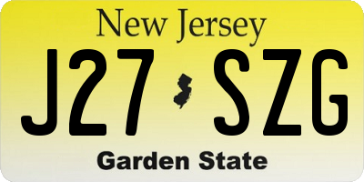NJ license plate J27SZG