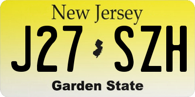 NJ license plate J27SZH