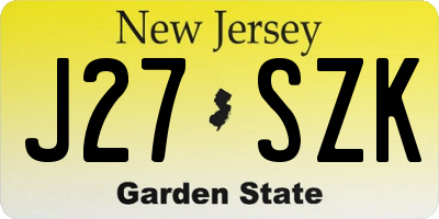 NJ license plate J27SZK