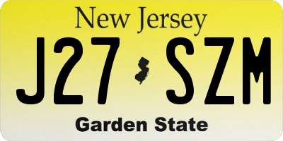 NJ license plate J27SZM