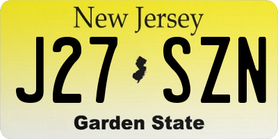 NJ license plate J27SZN