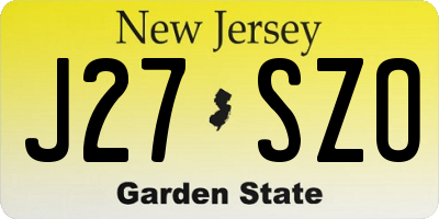 NJ license plate J27SZO