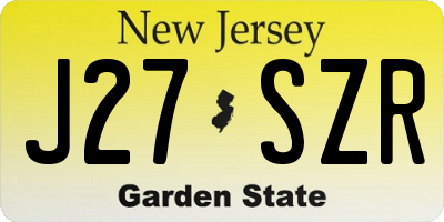 NJ license plate J27SZR