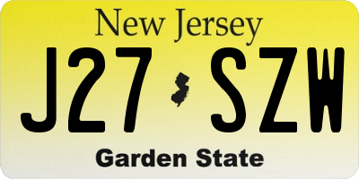 NJ license plate J27SZW