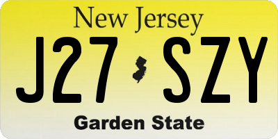 NJ license plate J27SZY