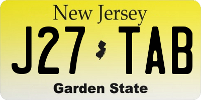 NJ license plate J27TAB
