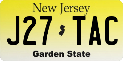 NJ license plate J27TAC