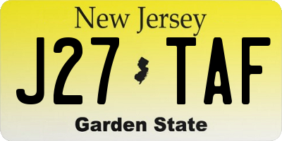 NJ license plate J27TAF